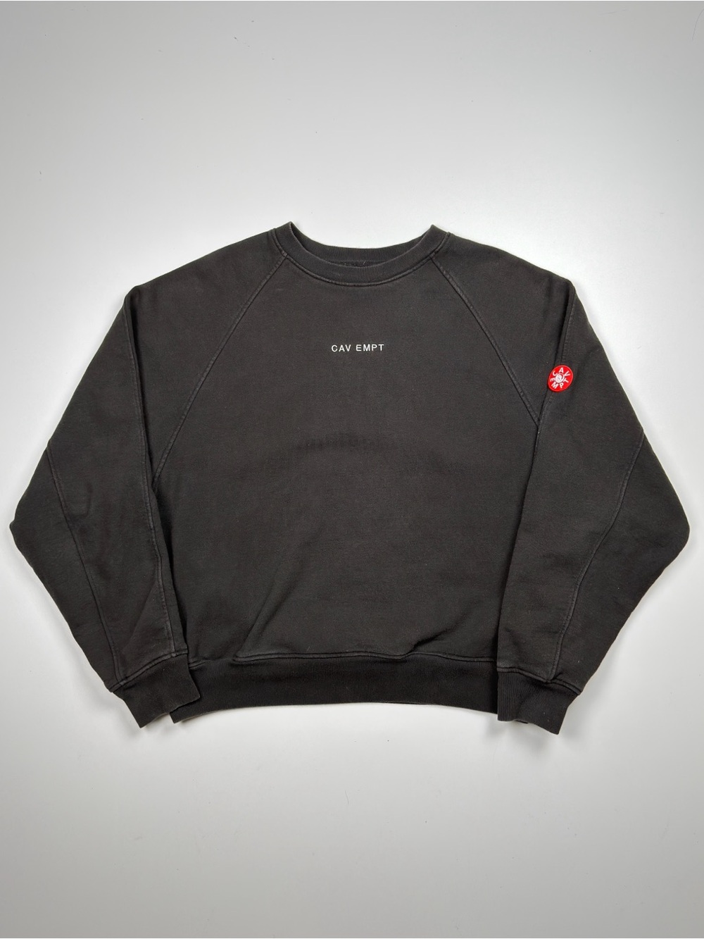Cav Empt Cotton Crewneck Sweatshirt Mens Medium Gray Black Japan Boxy
